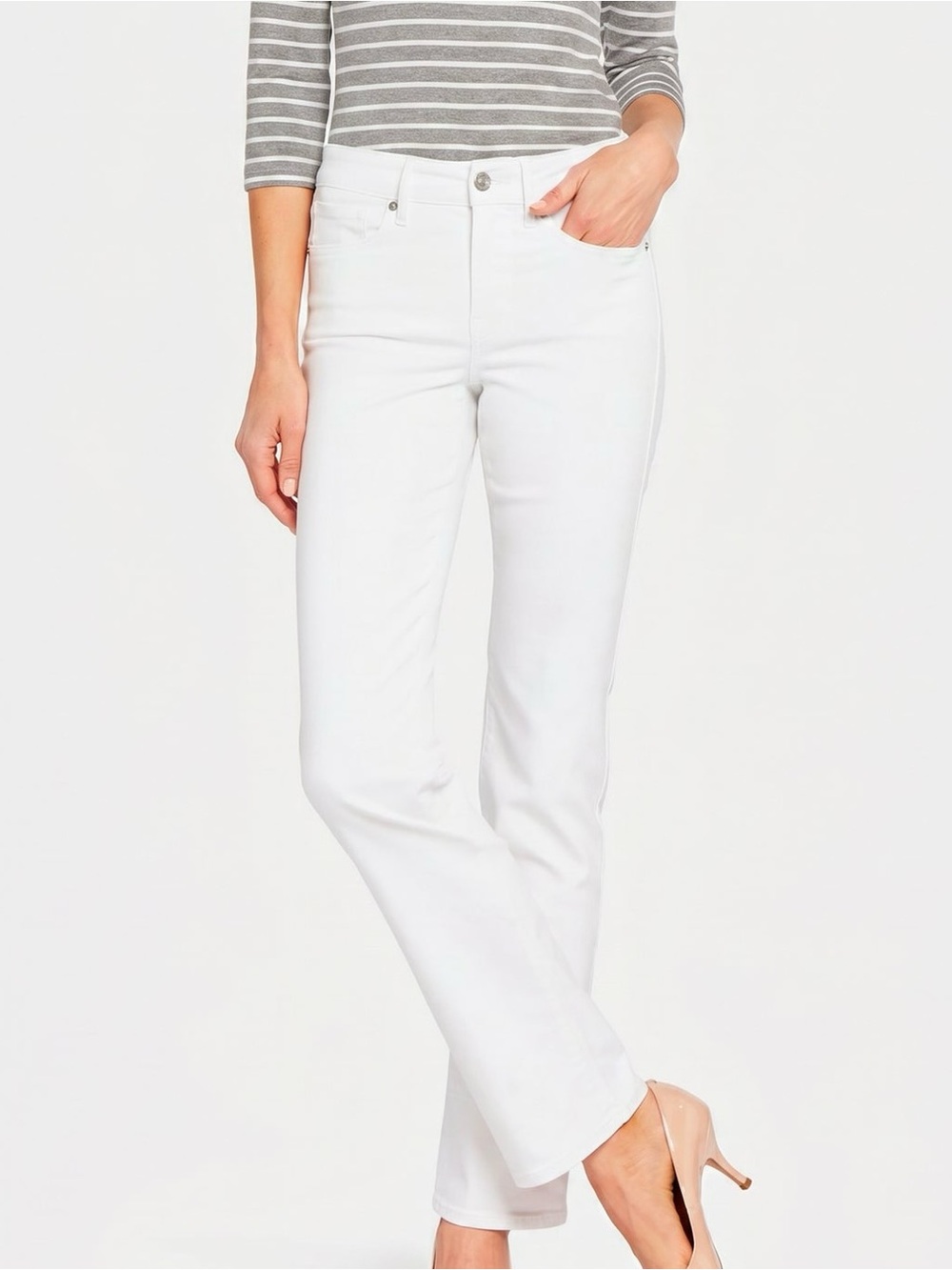 NYDJ Marilyn Straight Jeans 2 Optic White Slimming Minimalist Preppy EUC